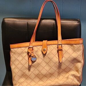 Dooney & Bourke Brown and Tan Checkered Tote
